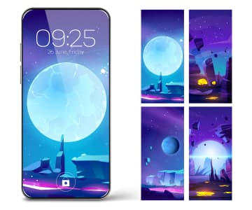 Phone theme in the form of a fantasy moon